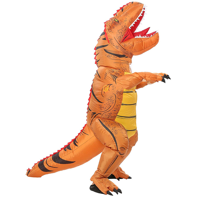 Disfraz inflable de dinosaurio de poliéster, cosplay divertido, muñeca de dibujos animados para escenario y fiesta