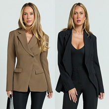 跨境设计感小众气质通勤小西服女2025新款纯色休闲修身西装外套