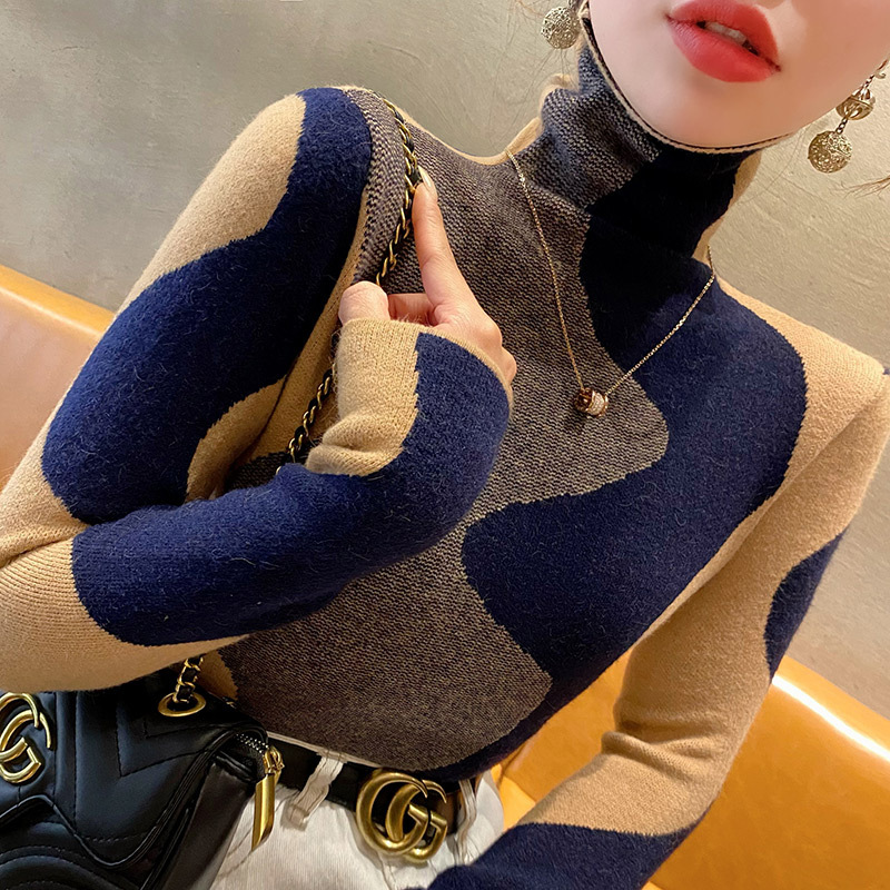 Turtleneck Sweater for Women 2024 New Autumn and Winter Bottoming Shirt, High-Bottom, Western-Style Color Matching, Popular Winter Knitted Inner Wear Turtleneck Sweater for Women 2024 New Autumn and Winter Bottoming Shirt, High-Bottom, Western-Style Color Matching, Popular Winter Knitted Inner Wear