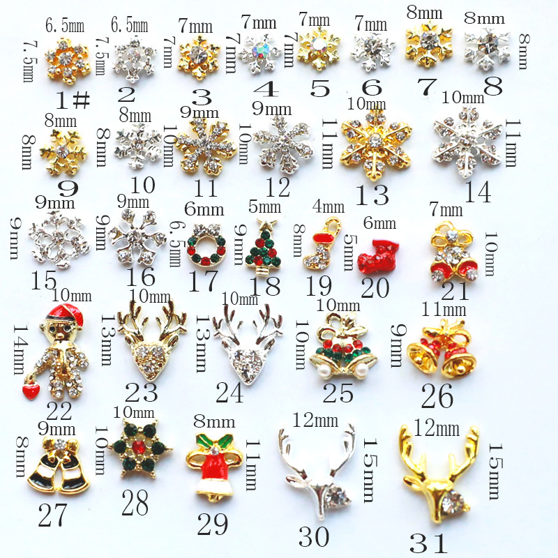 Christmas diamond snowflake nail ornaments Christmas tree cap snowman socks old man wreath antler Bell nail stickers