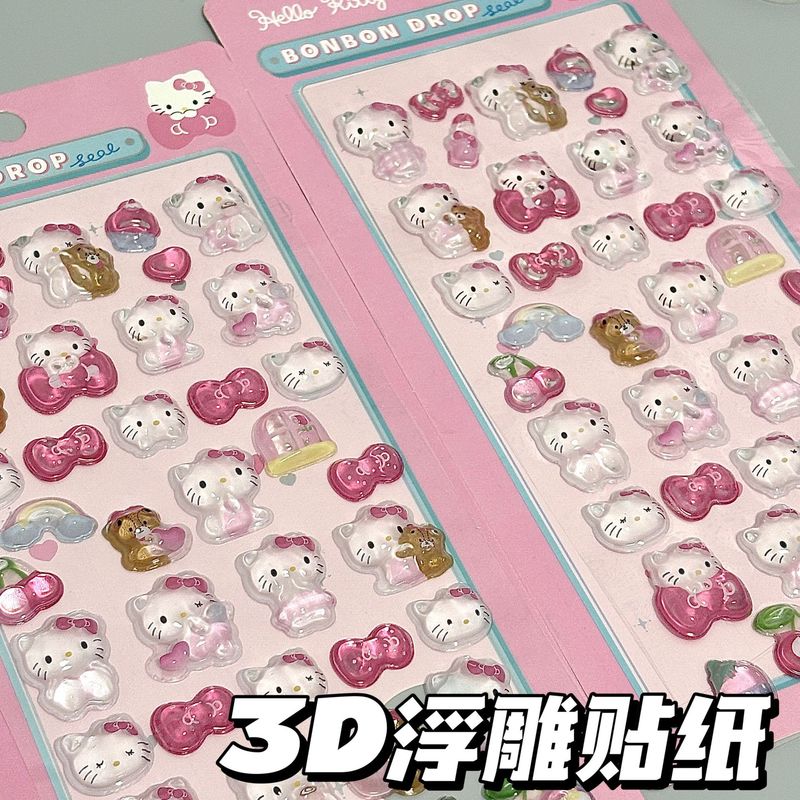 人気の日本製立体レリーフ漫画ステッカーアクリル動物クリスタル子供用宝石装飾ステッカー女の子用|undefined