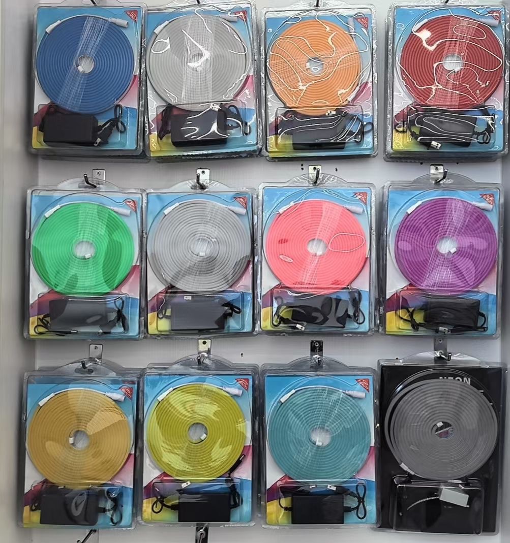 Tira de luces LED 12V RGB con control remoto, cambio de color, flexible, de silicona, impermeable, luz de neón, juego de 612