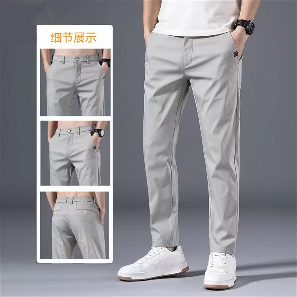 Summer thin casual pants men's fashion brand slim straight loose ice silk quick-drying men's sports all-match long pants