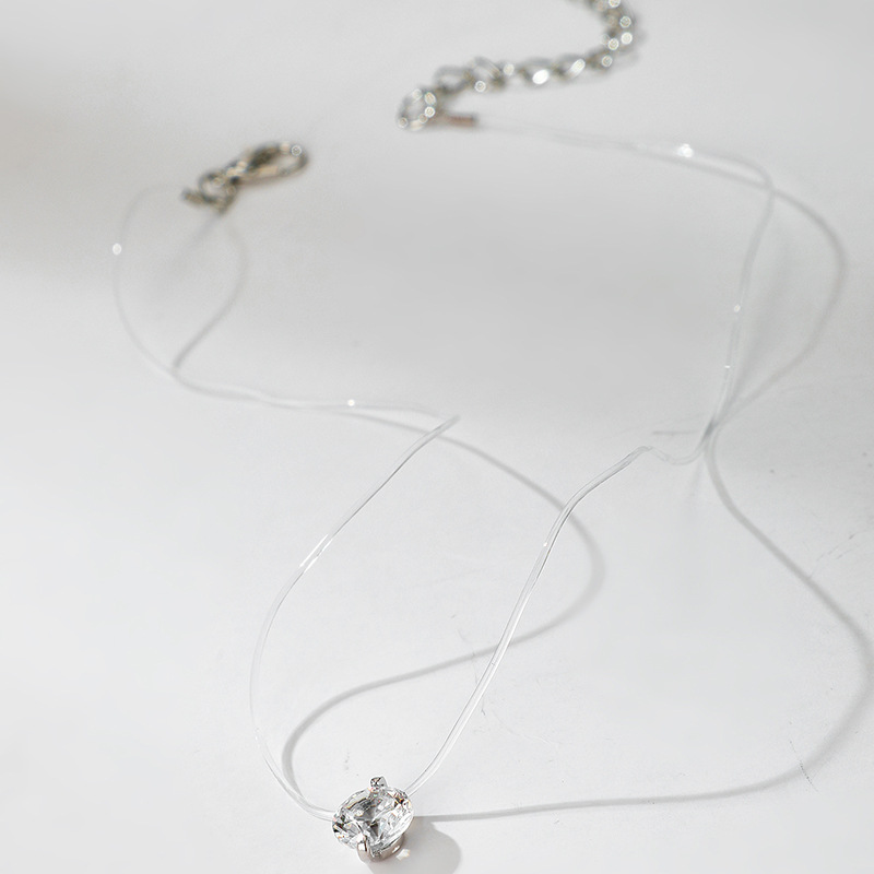 simple transparent invisible fish line zircon necklace diamond-studded clavicle chain female