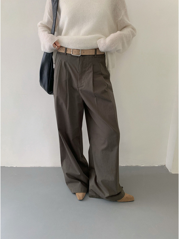 苏奈 简约气质纯色25秋高腰显瘦直筒休闲裤韩系阔腿长裤fromanna|undefined