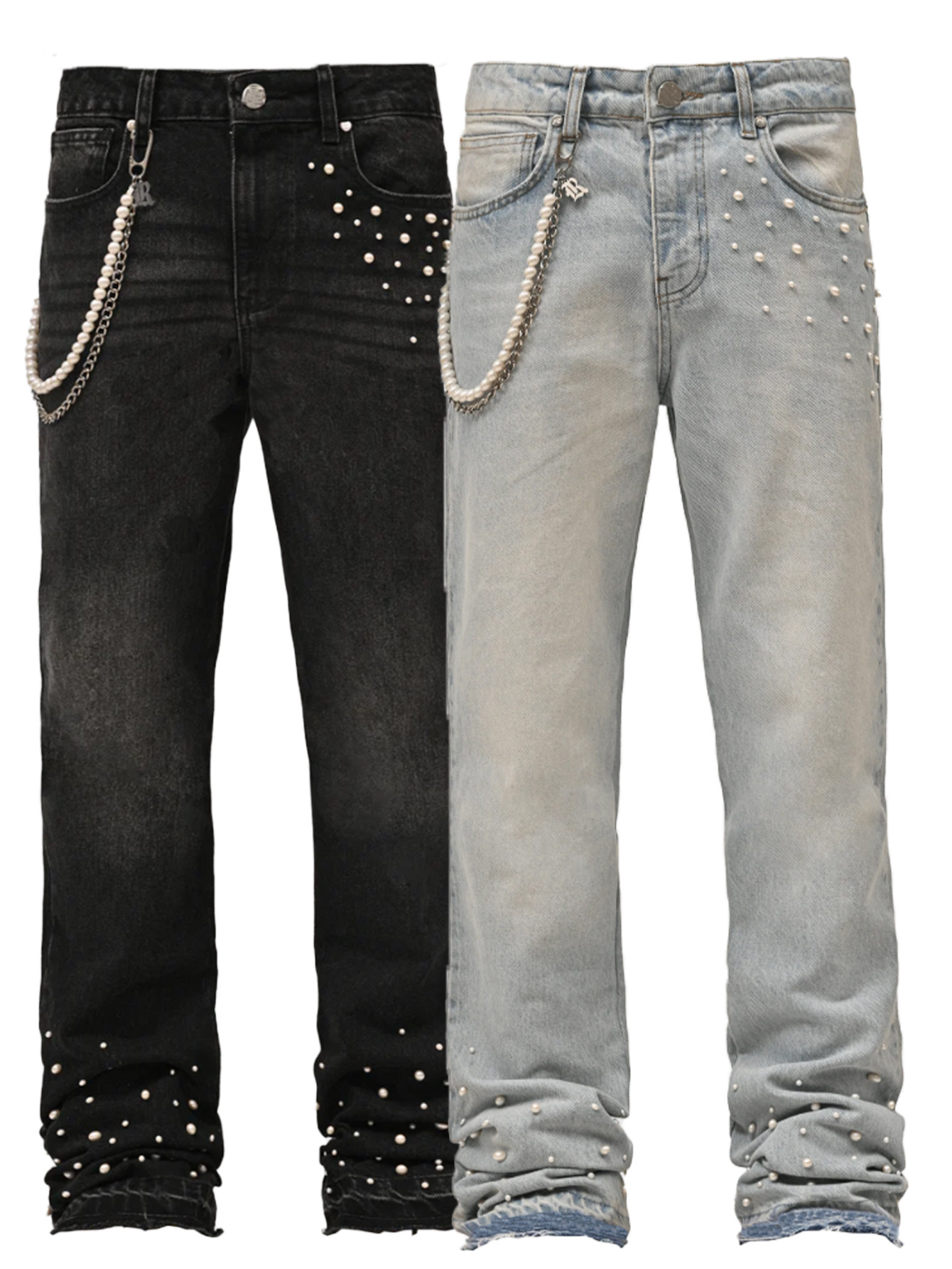 Jeans uomo streetwear gamba dritta modello stacked moda_voghion.com