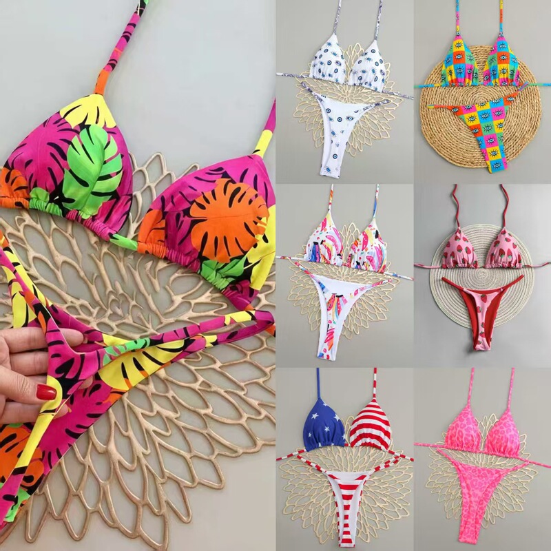 2026 European and American Floral Brazilian Bikini Cross-Border Printed Thong Sexy Multi-Color Bikini 2026 European and American Floral Brazilian Bikini Cross-Border Printed Thong Sexy Multi-Color Bikini