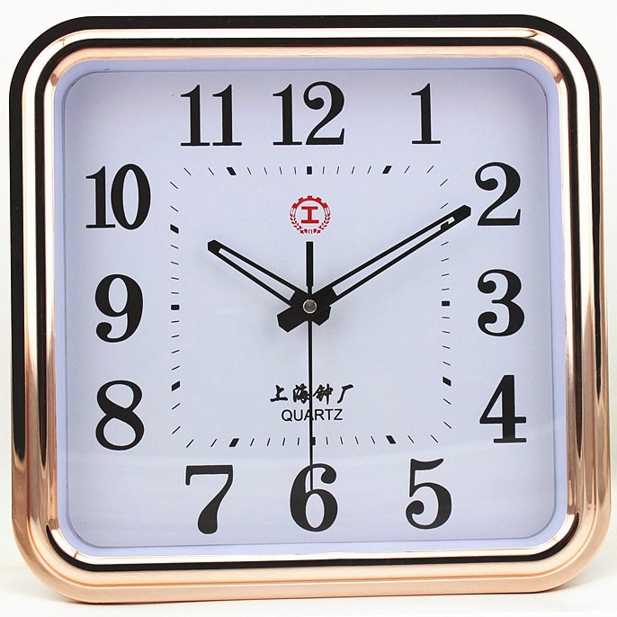 Shanghai Clock Wall Clock Living Room Bedroom Office Wall Clock Punch-Free Square Simple Modern Fashion Gift