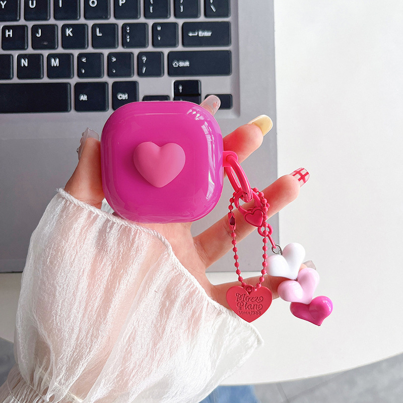 For Samsung buds fe wireless bluetooth headset protective cover soft case split love rose red barbie powder buds2