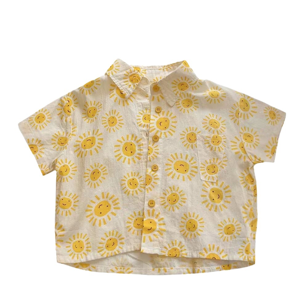 Camisa de flores para niños verano para niños populares camisa casual para niños medianos y pequeños Celebridad de Internet bebé de playa estilo camisa manga corta moda