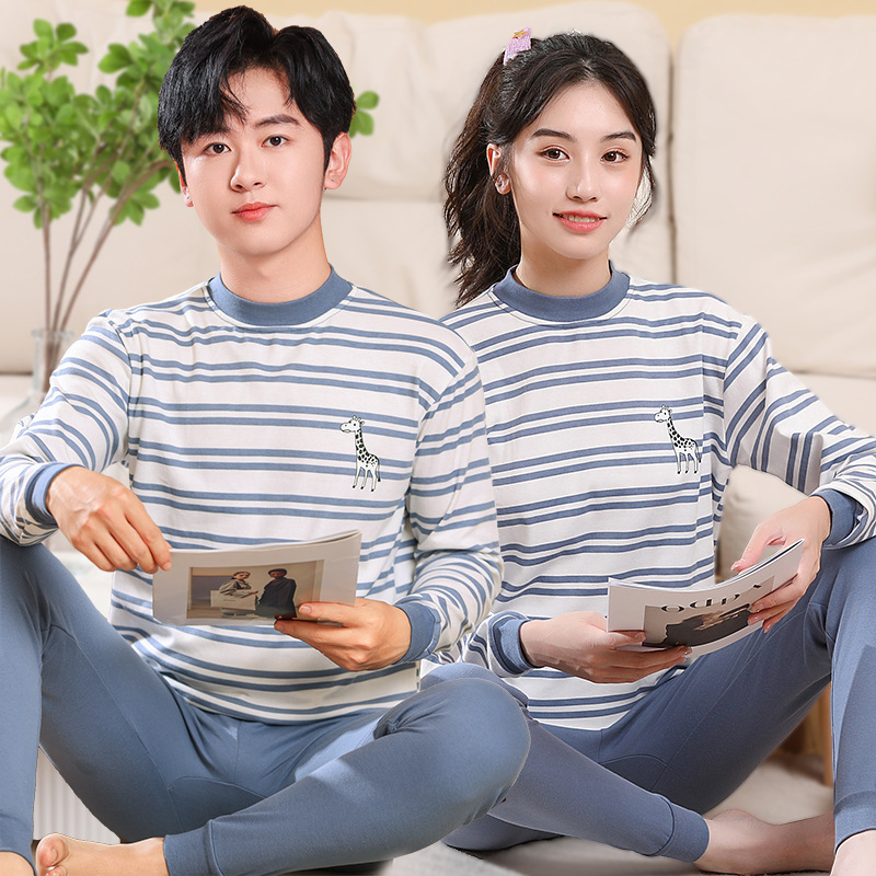 Teenager Autumn Clothes and Trousers suit Autumn and Winter Girls' Thermal Underwear Middle and Big Children Junior High School Boys Home Wear Long Sleeve