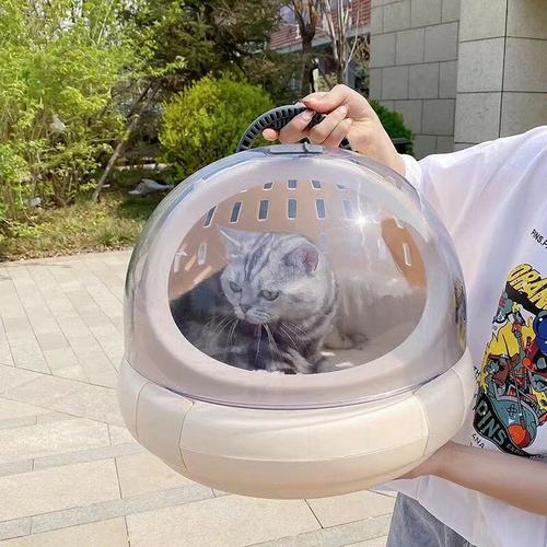 Pet celebrity transparent cat bag semi-circular space capsule cat nest portable portable travel cat house easy to clean cat cage