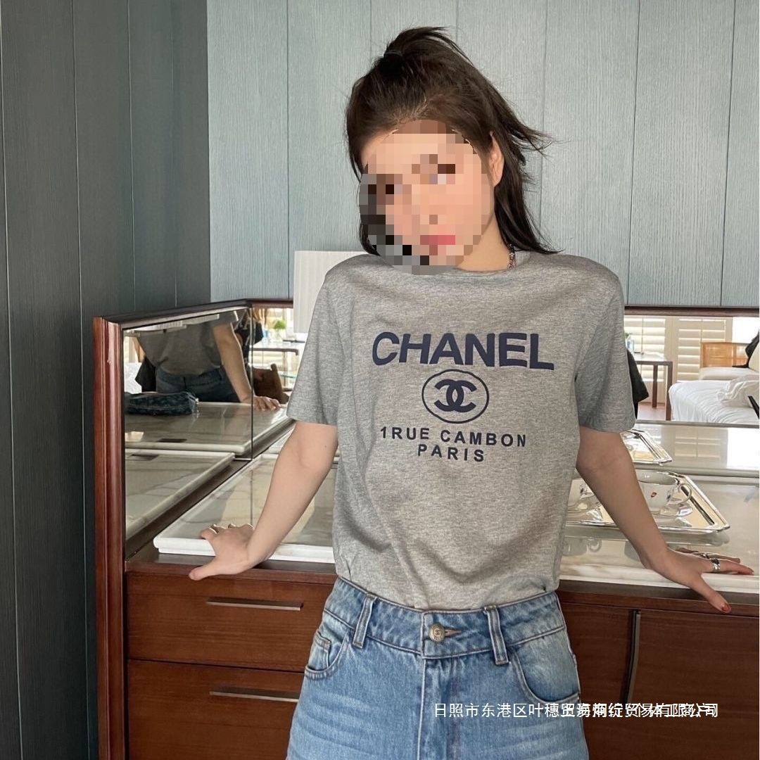 Spring and Summer New Style Xiaoxiangjia Trendy Brand Round Neck Boutique Couple T-Shirt White Black Space Gray Printed Mulberry Silk