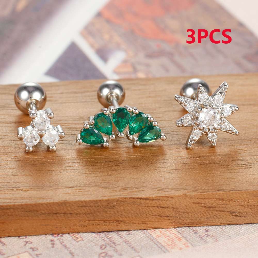 Women's Gender 3 Pieces Simple Style Floral Irregular Plating 304 Stainless Steel Ear Studs