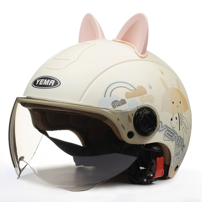 Battery Motorcycle Helmet Helmet Half — Motosiklet dəbilqələri - one-size-fits-all-matt-rabbit-pink-ear-w-comes-with-warm-ear-protection-removable