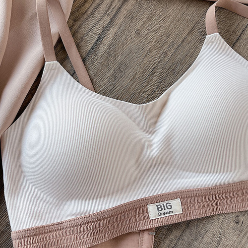 Fixed cup skin-friendly threaded seamless fashion underwear for girls without rims, small breasts, casual sports bra, back buckle