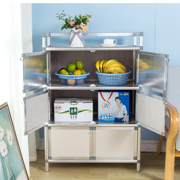 Gabinete de aleación de aluminio simple armario de almacenamiento estante de almacenamiento armario de cocina encimera armario de cocina palillos estante de almacenamiento armario doméstico