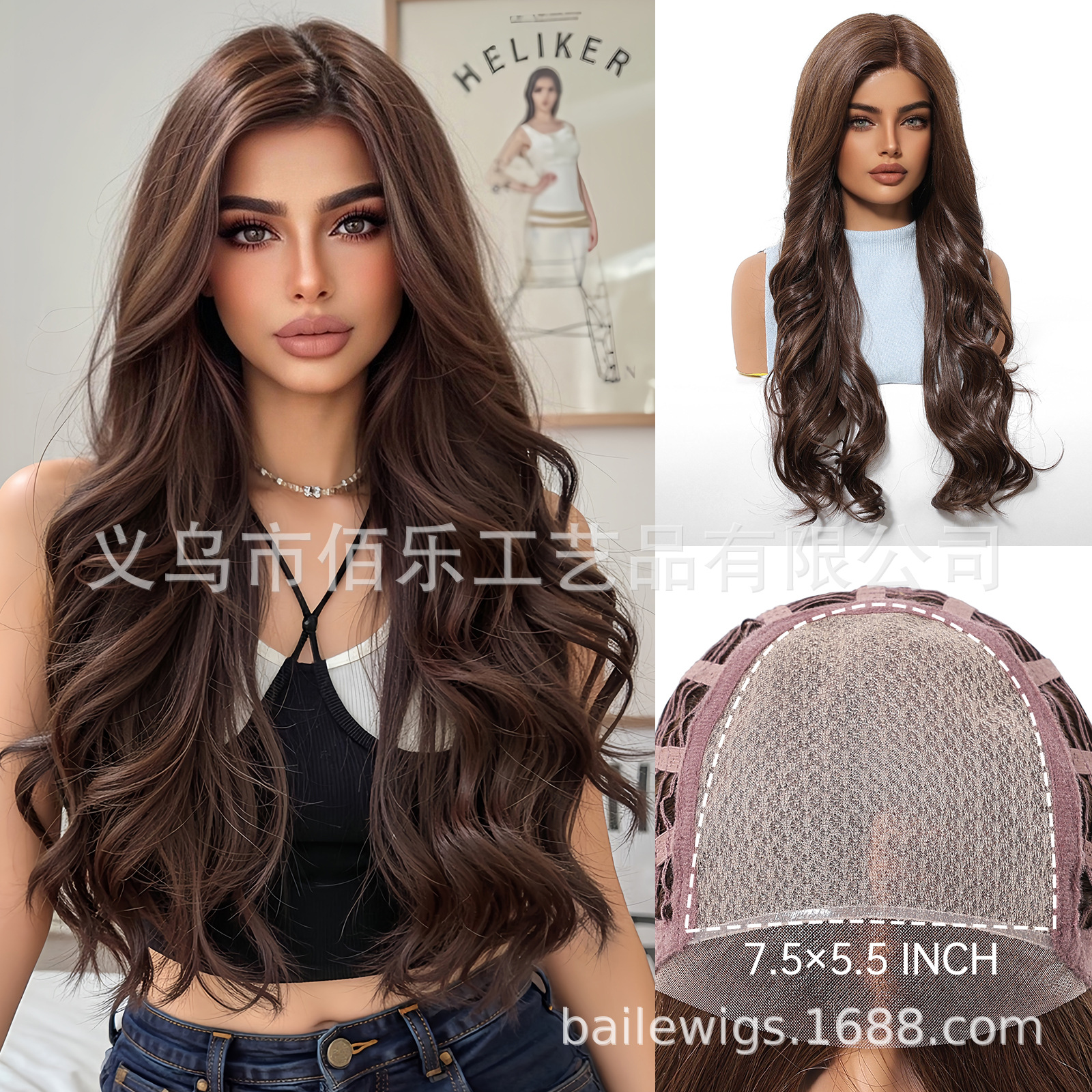 MONO gancho de mano peluca tiro real cabeza dorada capa degradada cabello largo y liso venta caliente europea y americana cubierta completa Wig
