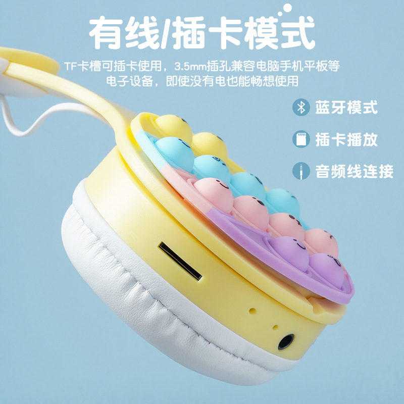 Tarjeta luminosa de la descompresión de la burbuja del arco iris Auriculares Bluetooth auriculares plegables teléfono móvil universal auriculares inalámbricos con micrófono