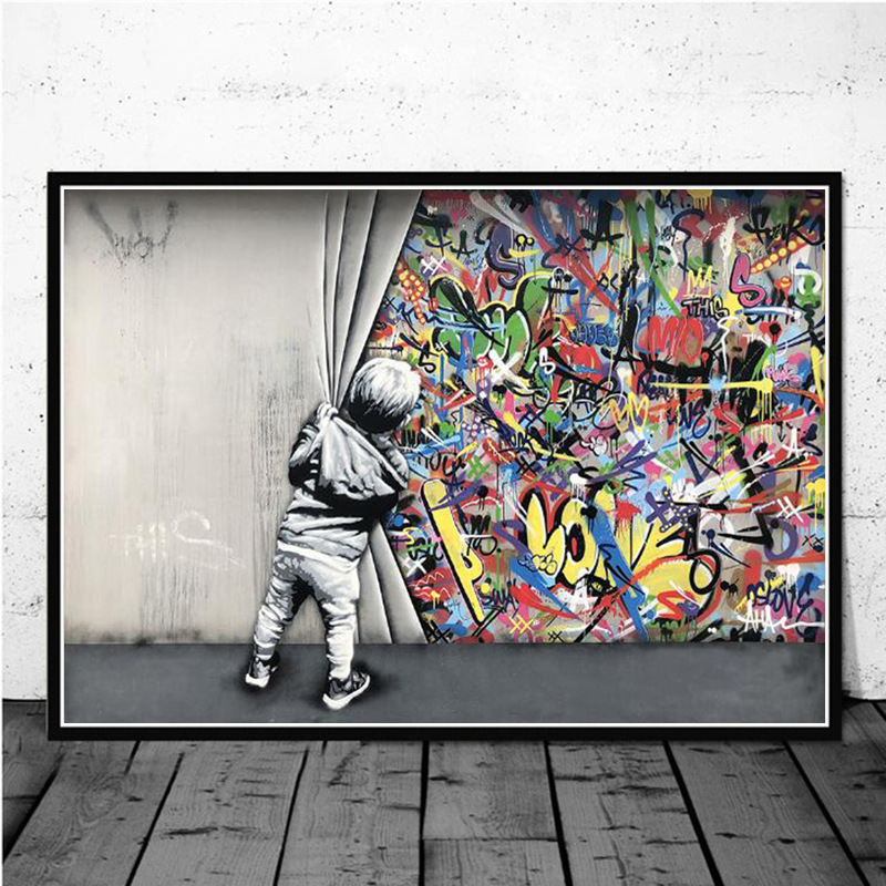 简约家居落地画台球厅装饰画涂鸦喷绘油画挂画餐厅卧室壁画极简