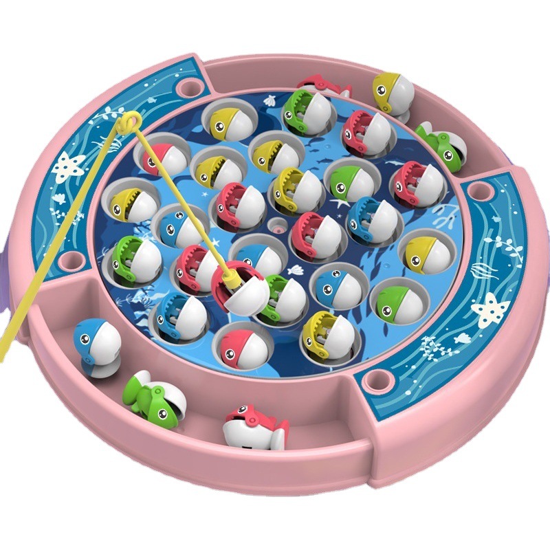 Transfronterizo eléctrico giratorio pesca juguetes música magnética niños educativos de la educación temprana función de la placa de pesca 61 regalo
