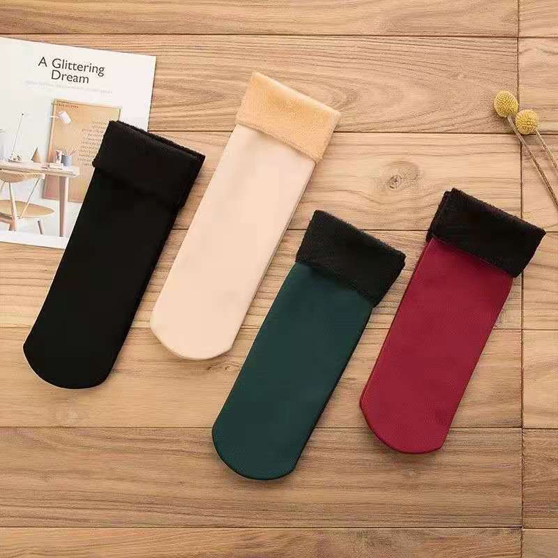 [snow Socks] Winter Velvet Thickeneded Mid-high Men's and Women's Warm Snow Socks Home Socks Indoor Floor Socks for Women