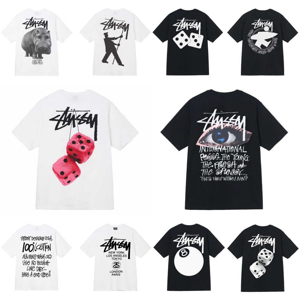 跨境美式潮牌斯图西短袖T恤短袖t恤休闲情侣男女款一代发