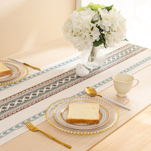 WBZ7简约现代棉线编织桌旗茶几桌布茶桌台布餐边柜长条装饰桌巾床