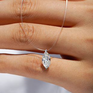 S925 Sterling Silver 1 karat Moissanite Mermaid Tears Pendant Necklace Female Invisible Fishing Line Clavicle Chain Star Dome Pupil