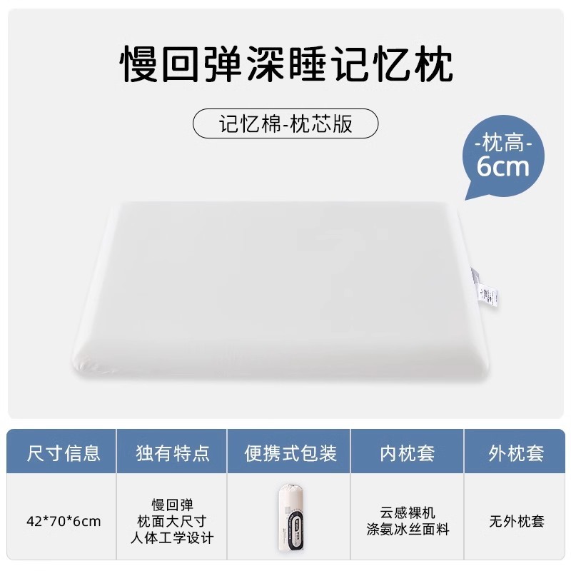 深睡Pro亚酒店同款记忆棉枕芯侧睡护颈椎助睡眠枕头朵零压慢回弹|undefined