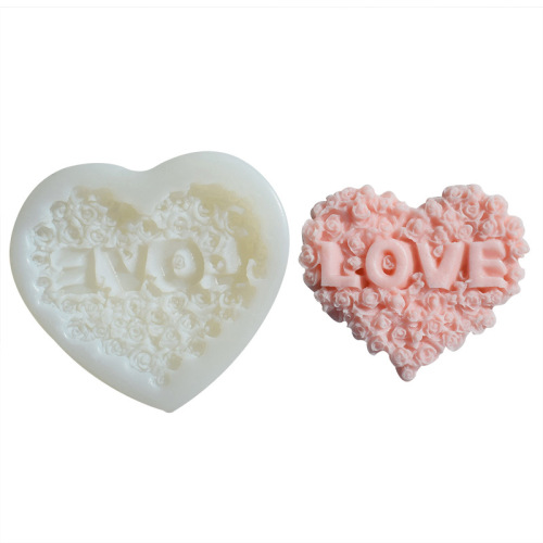 Valentine's Day LOVE Heart-Shaped Rose Car Air Freshener Gypsum Pendant DIY Diffuser Stone & Homemade Candle Mold