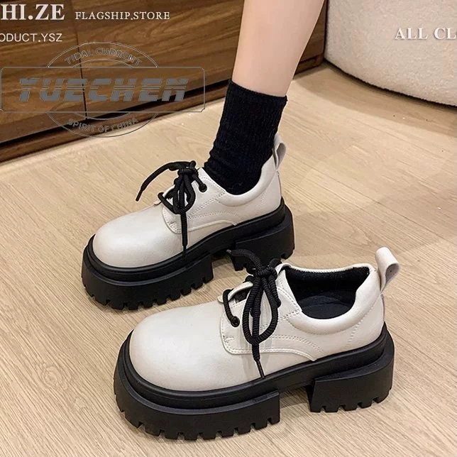 Footwear English style platform for leather shoes, loafers for leisure, British style, 2024 years, autumn, french style, French retro style
