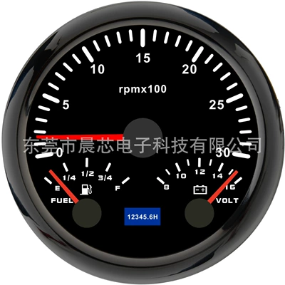 85mm Waterproof Universal Rpm automobile instrument - cx8291b-black-plate-and-black-cover-3k-speed-oil-level-voltage-8-16v