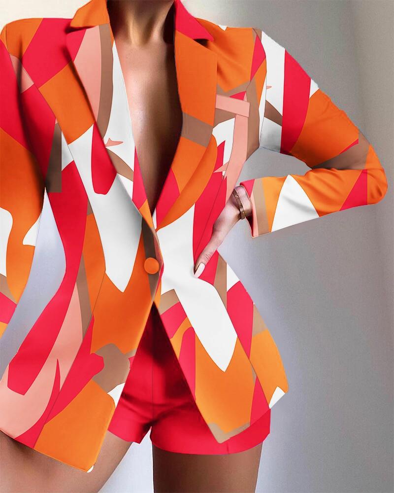 2 Piece Set Quantity Daily Occasion Daily Women'S Casual Geometric Polyester Shorts Co-ord Set Shorts Sets