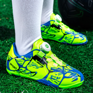 Children's Football Shoes Boys TF Crushed Nails Sports Nails Breathable Primary School Students Rotating Button Outdoor Training Shoes Boys