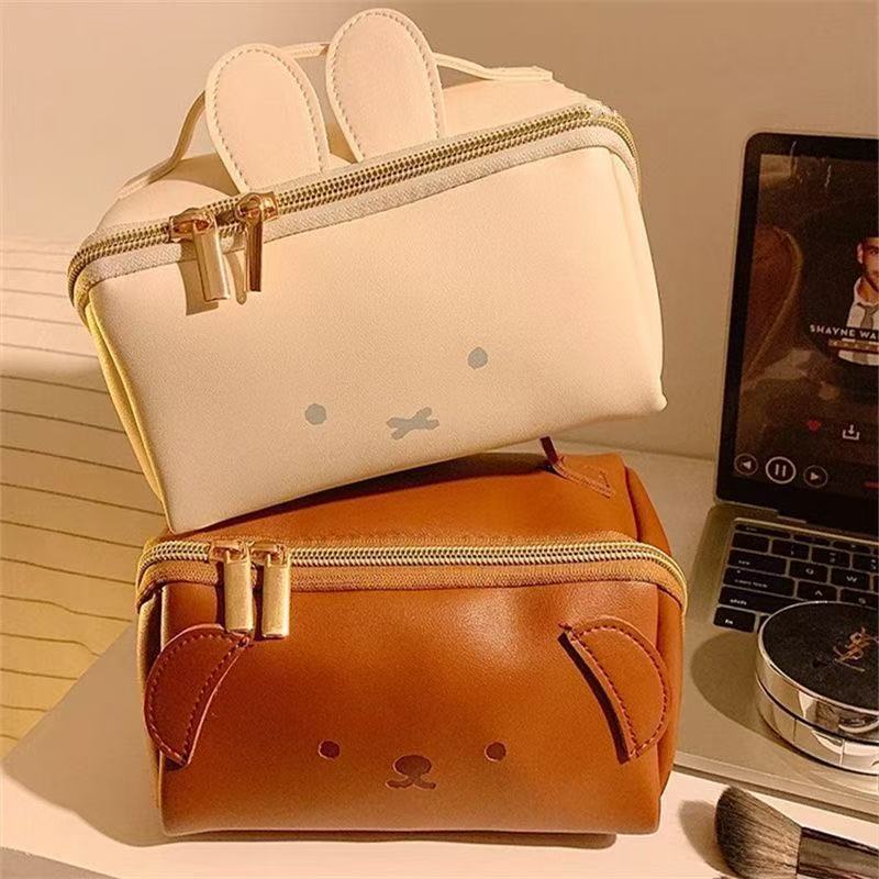 Bolsa de maquillaje portátil para perros de arroz con alto valor facial, bolsa de almacenamiento de gran capacidad, bolsa de lavado portátil multifuncional