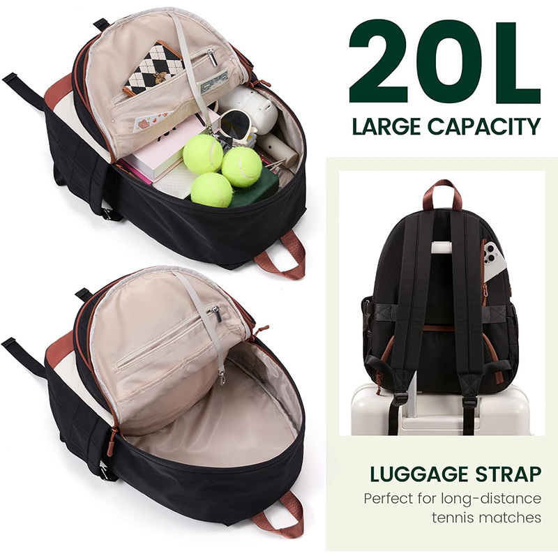 Nueva bolsa de tenis, mochila de tenis casual de mujer con soporte de tazas y zapatos, bolsas de raqueta de tenis, bolsas de pelota.