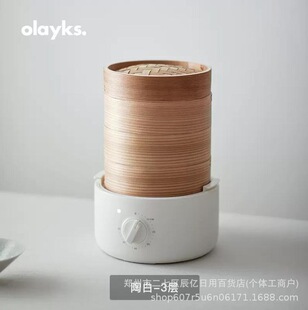 Olayks 0.8L Electric Steamer Three-Layer Bamboo Steamer Olk-03-02 Kitchen Household Electric Steamer Wholesale