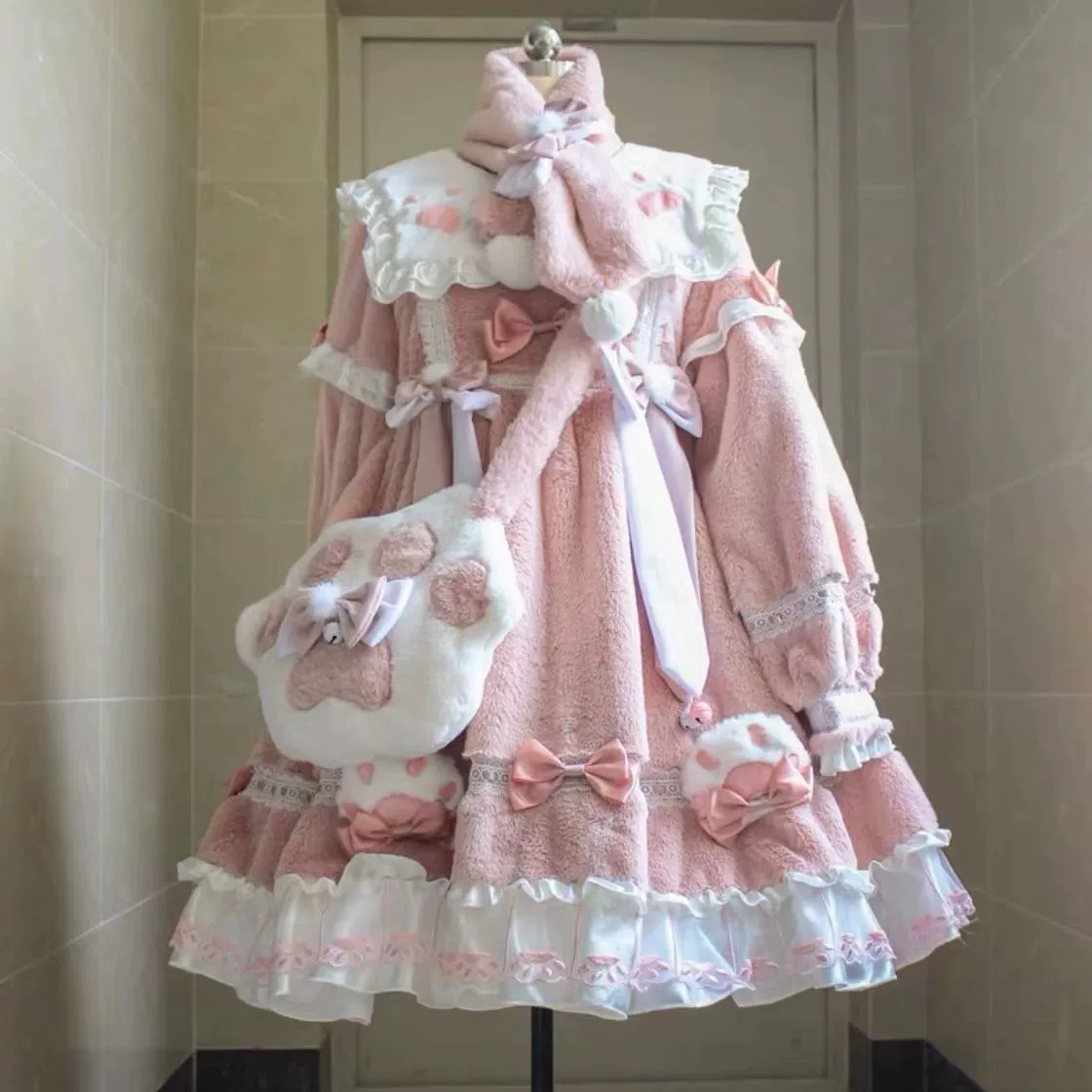 Длинное платье с длинным рукавом, бархат, стиль Lolita, утолщённое тёплое