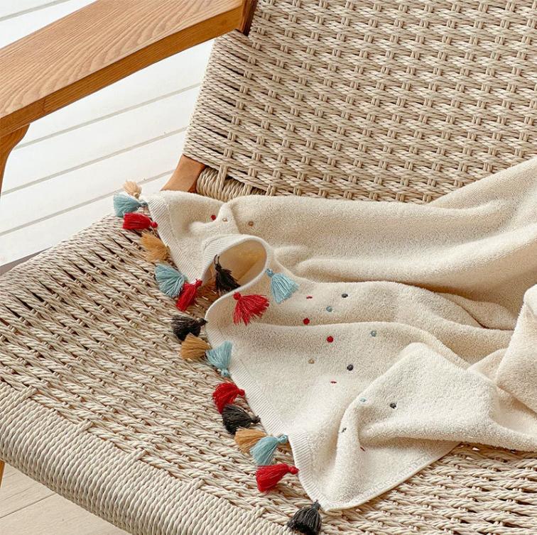 Z Brand Original Factory Home-Style Tassel Cotton Bath Towel, Extra Large, Highly Absorbent, Trendy Brand, Soft Pure Cotton, Quick-Drying Han Yi Bath Towel