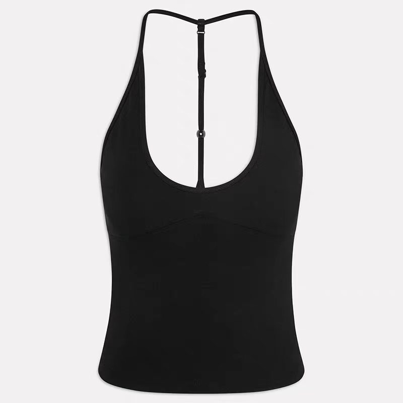 YOGA nuevo estilo europeo y americano de mujer U-collar yoga conjunto con cojín de pecho chaleco deportivo de secado rápido anti-diversión de la luz ping de tenis