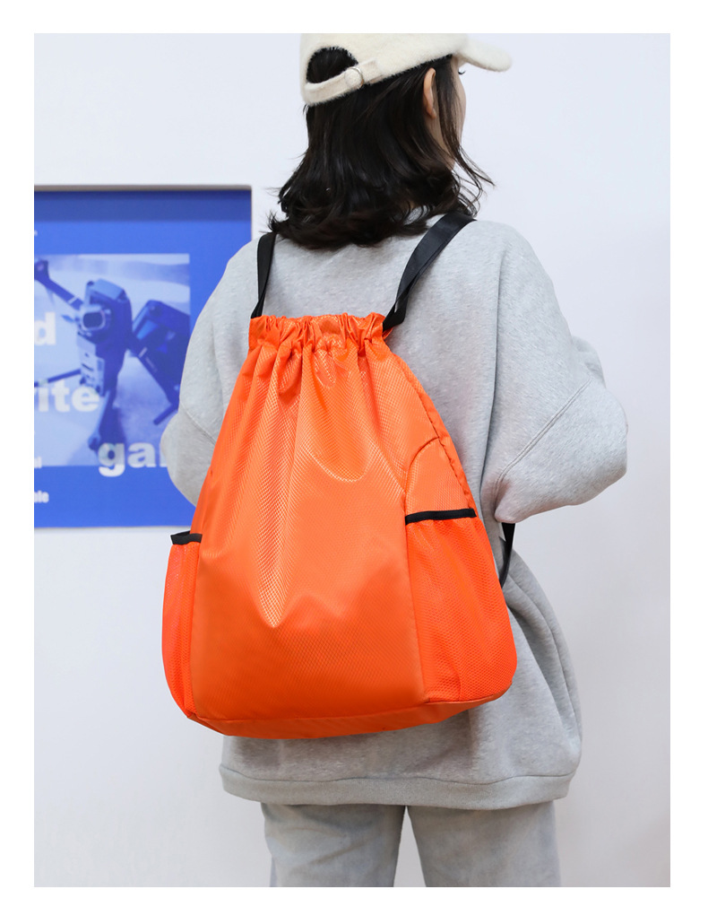 Waterproof Solid Color Travel Drawstring Backpack display picture 1