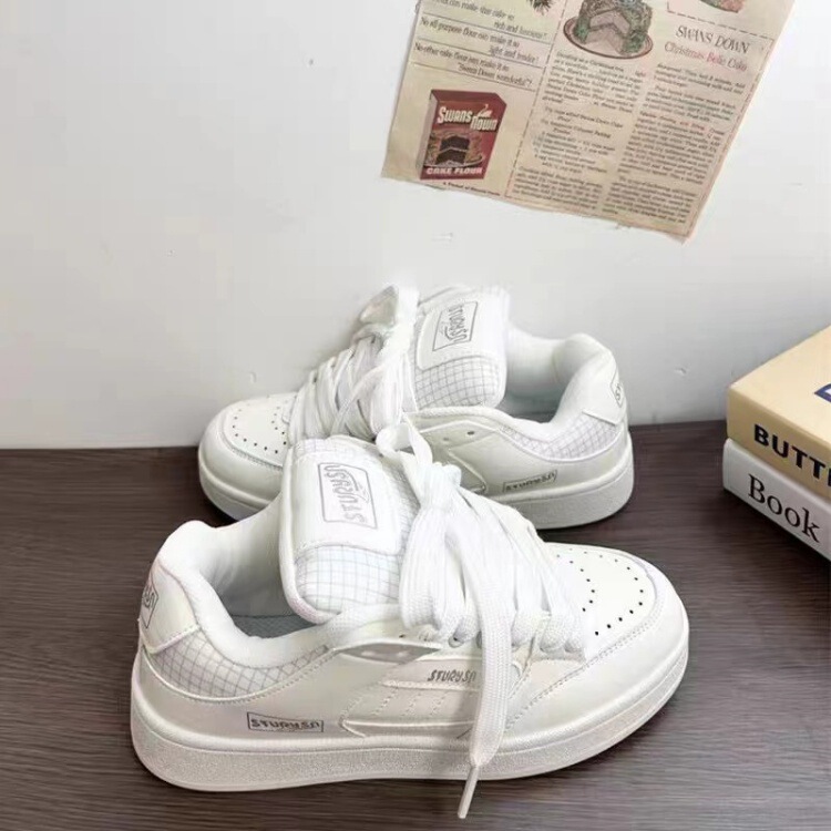Affordable Versatile White Shoes for Women 2025 New Original Niche Korean Female High School Students White Thick-Soled Sports Sneakers