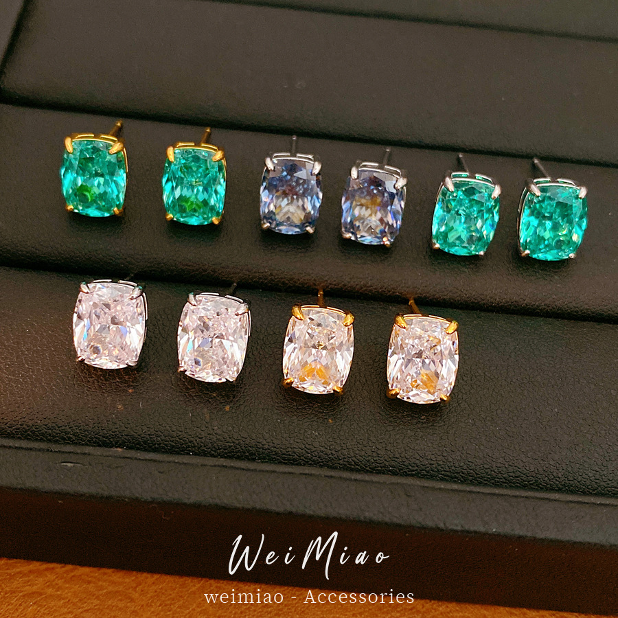 Elegante simple geometría pernos de piedra de silicio estilo frío temperamento personalidad pendientes ligeros de lujo alta sensación de auriculares al por mayor
