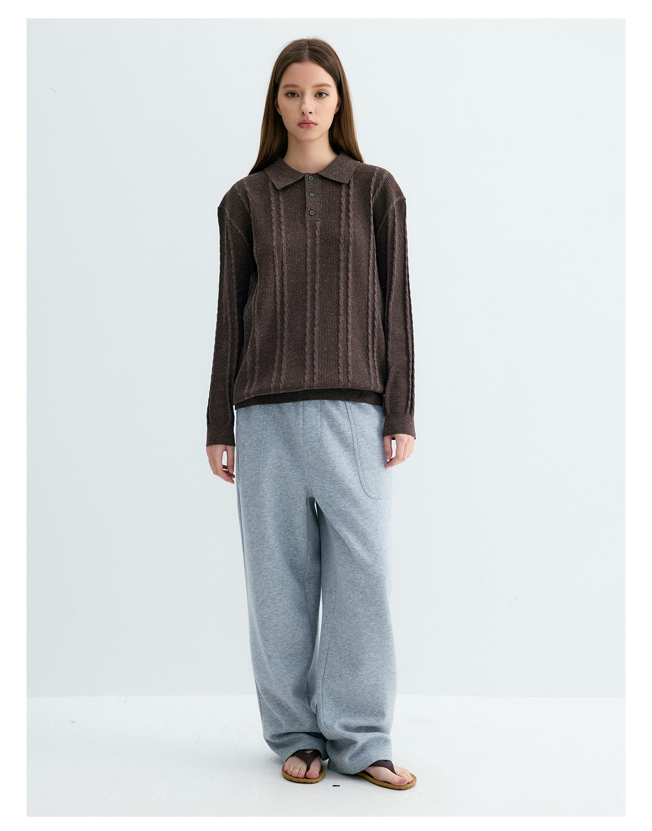 UNF Cable-Knit Jacquard Polo Shirt