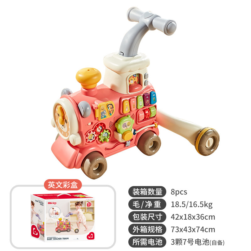 Nuevos productos transfronterizos juguetes de caminantes infantiles multifuncionales tren pequeño carro de mano juguetes recién nacidos para aprender a caminar