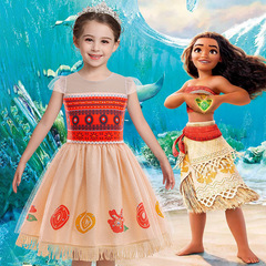 Cross-border new children's fly sleeve design skirt set cosplay Moana Ocean Adventure costume dress
