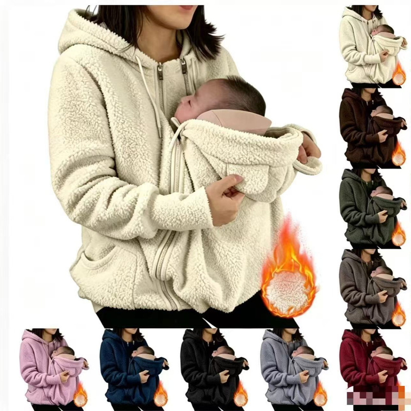 Women's Fleece Zip-Up 2-in-1 Baby Wear Jacket Maternity Winter Sweatshirt Top Outerwear Cross-Border Hot Item Women's Fleece Zip-Up 2-in-1 Baby Wear Jacket Maternity Winter Sweatshirt Top Outerwear Cross-Border Hot Item
