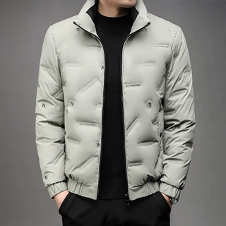 冬季新款90白鸭绒男士羽绒服特厚外套立领短款休闲保暖防寒夹克男