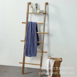 跨境木质客厅毛毯收纳架实木梯子造型围巾地毯展示架卫生间毛巾架